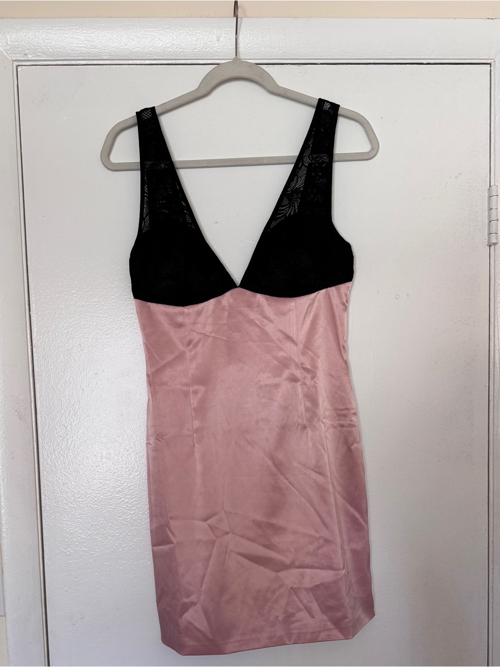 Black & Pink Satin Mini Dress (Size: M)